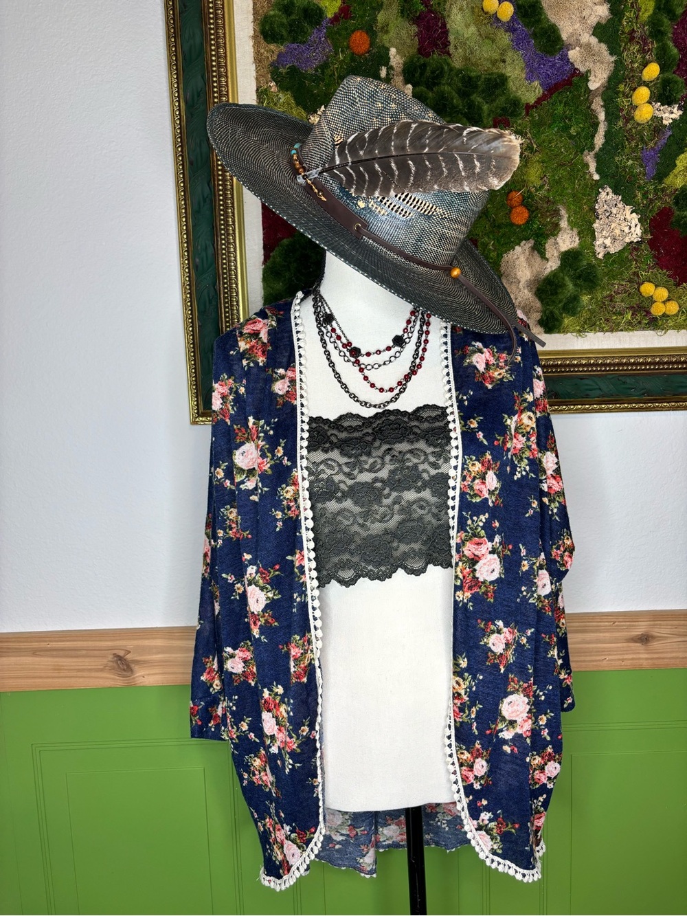 Mauve Floral Kimono Cardigan